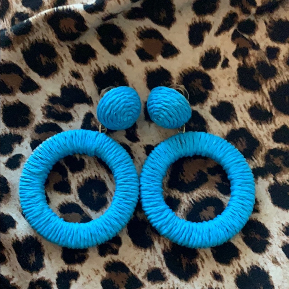 Blue Straw Earrings
